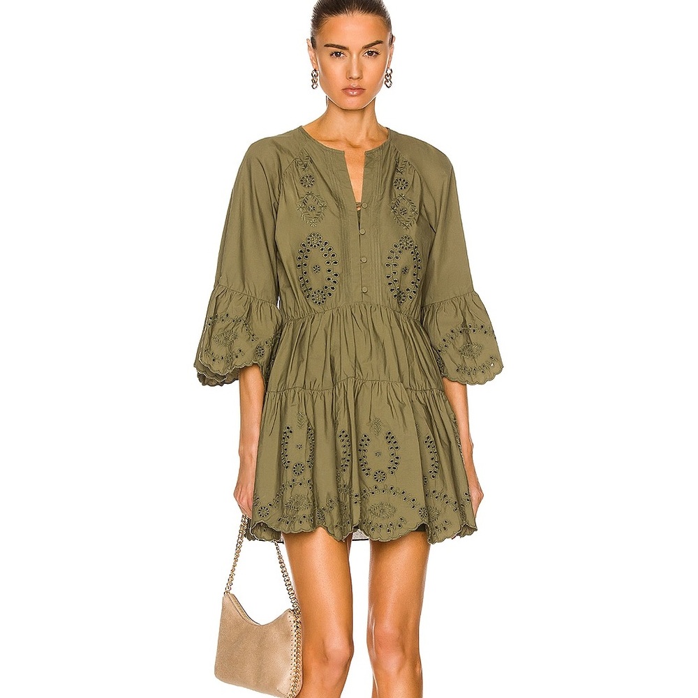 SELF-PORTRAIT Broderie Organic Cotton Mini Dress size 4